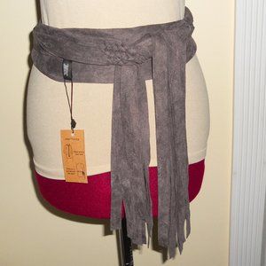 NWT Skinny Scarf Taupe Faux Suede Wear 2 Ways